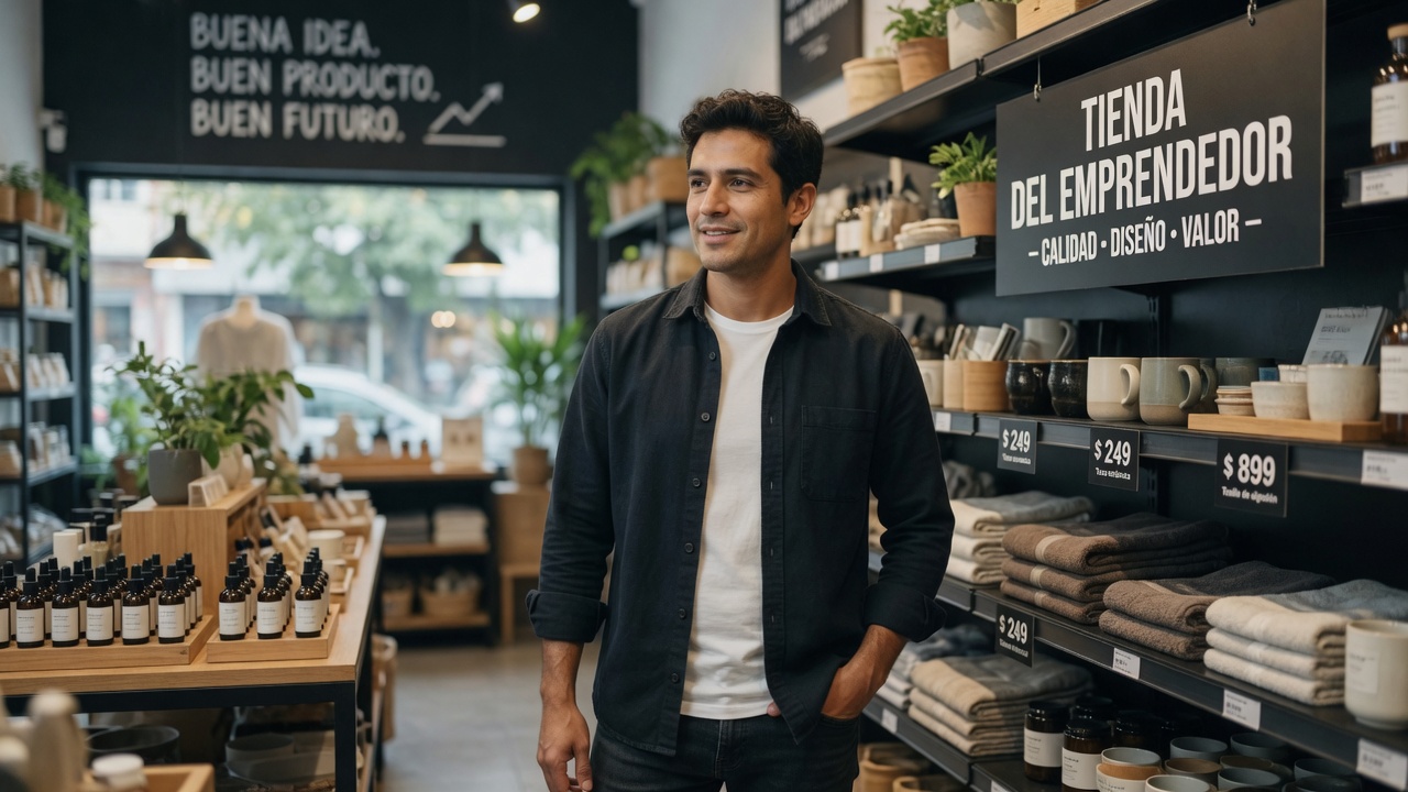 Empresario revisando el anaquel de una tienda