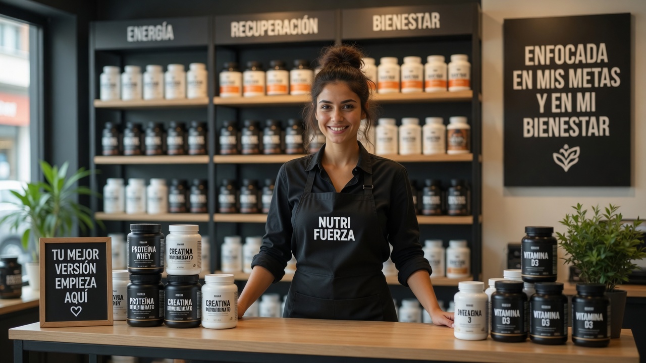 Asesora dentro de una tienda de suplementos